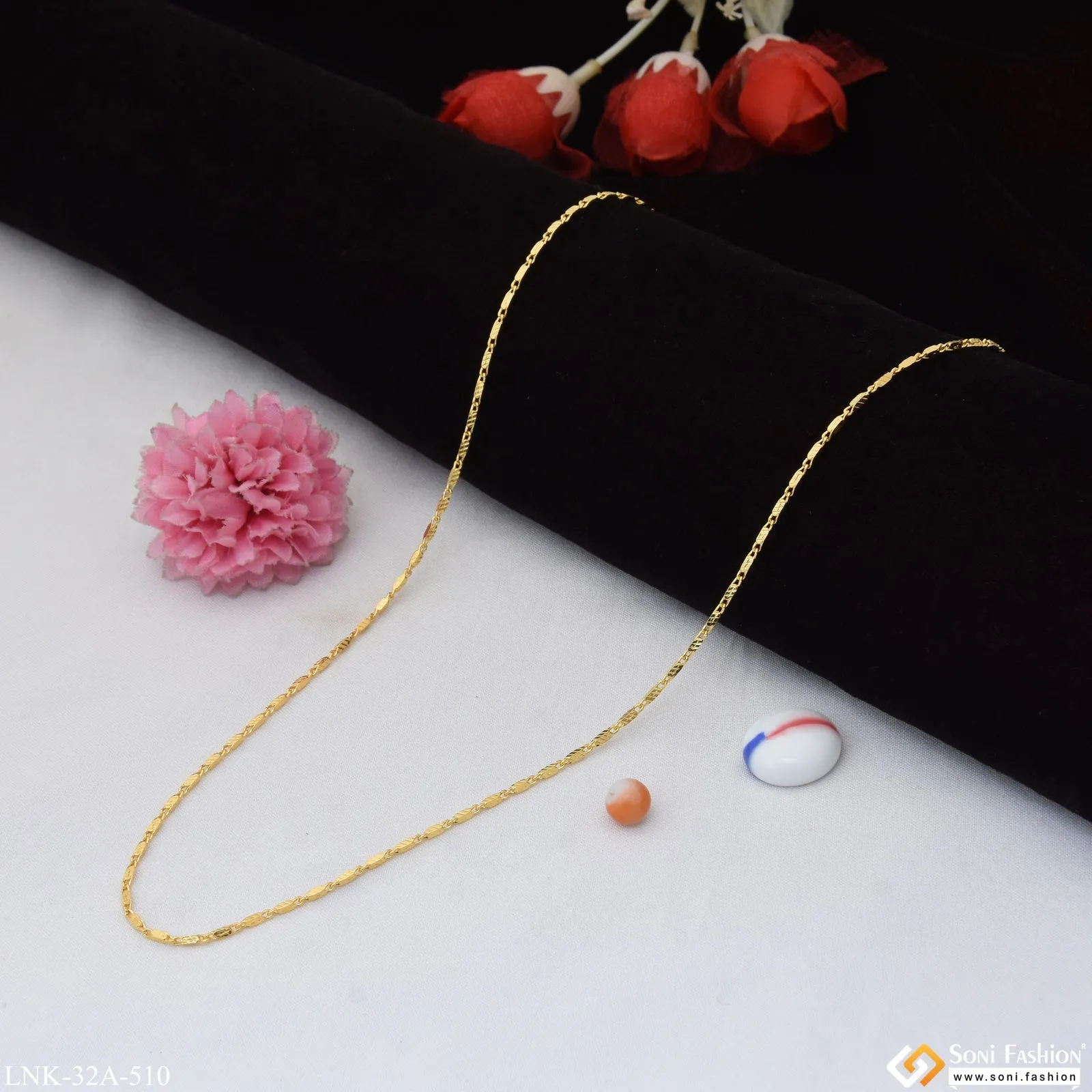 1 Gram Gold Plated Artisanal Design Chain for Ladies - Style A510