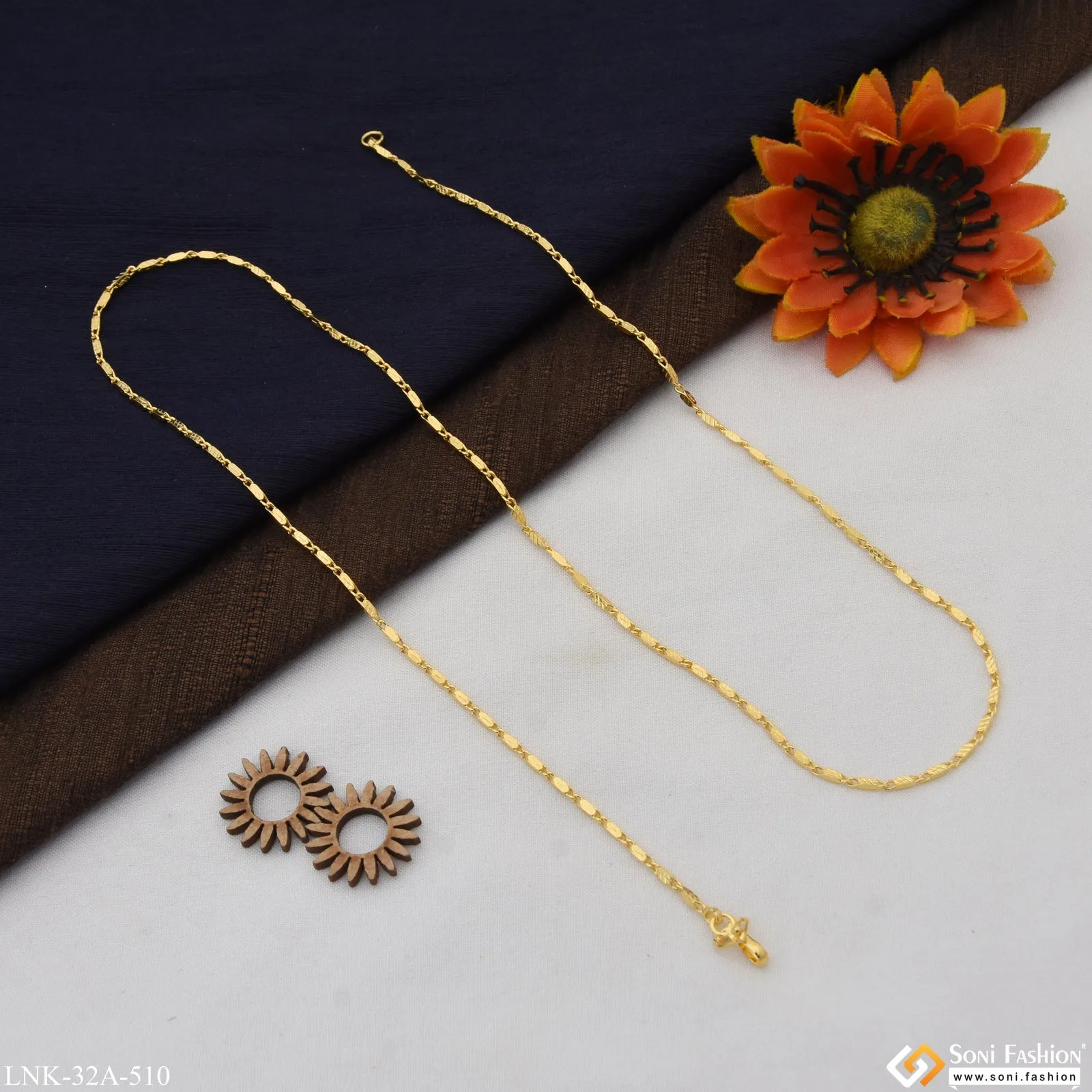 1 Gram Gold Plated Artisanal Design Chain for Ladies - Style A510