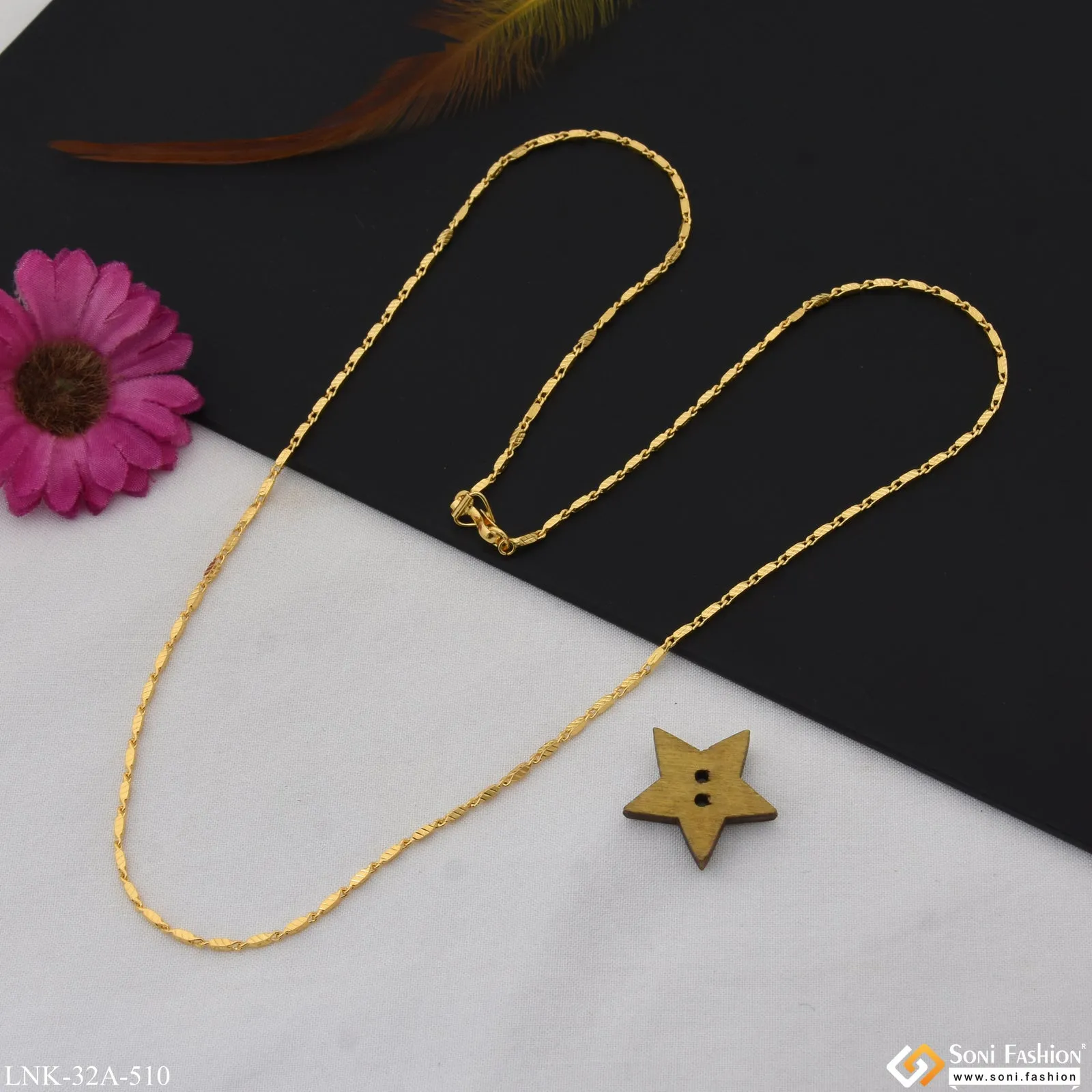 1 Gram Gold Plated Artisanal Design Chain for Ladies - Style A510