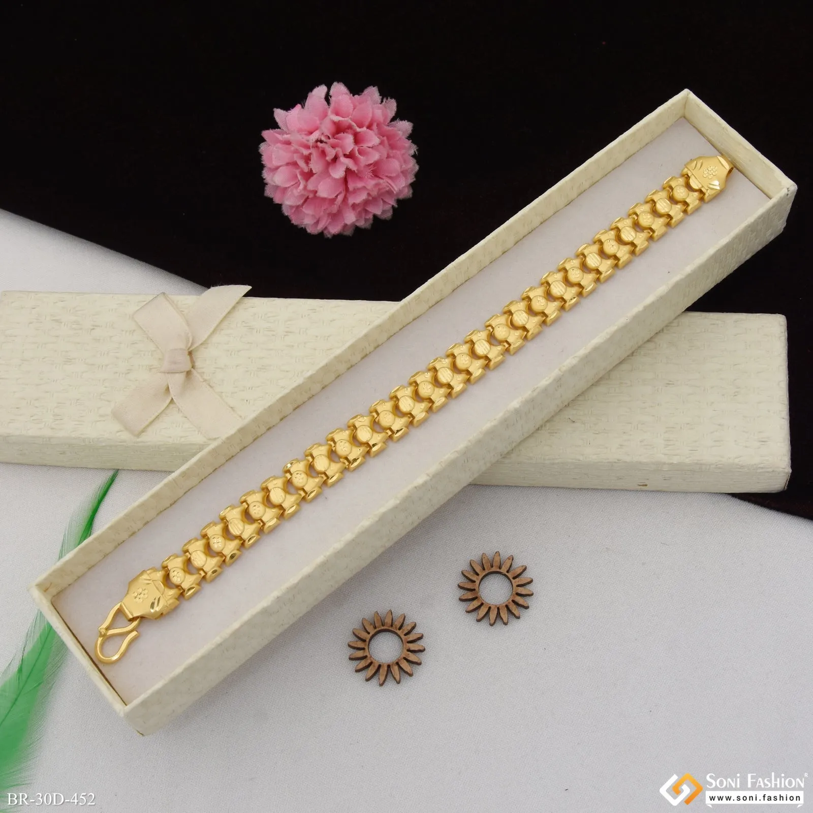 1 Gram Gold Plated Delicate Design Bahubali Bracelet for Men - Style D452