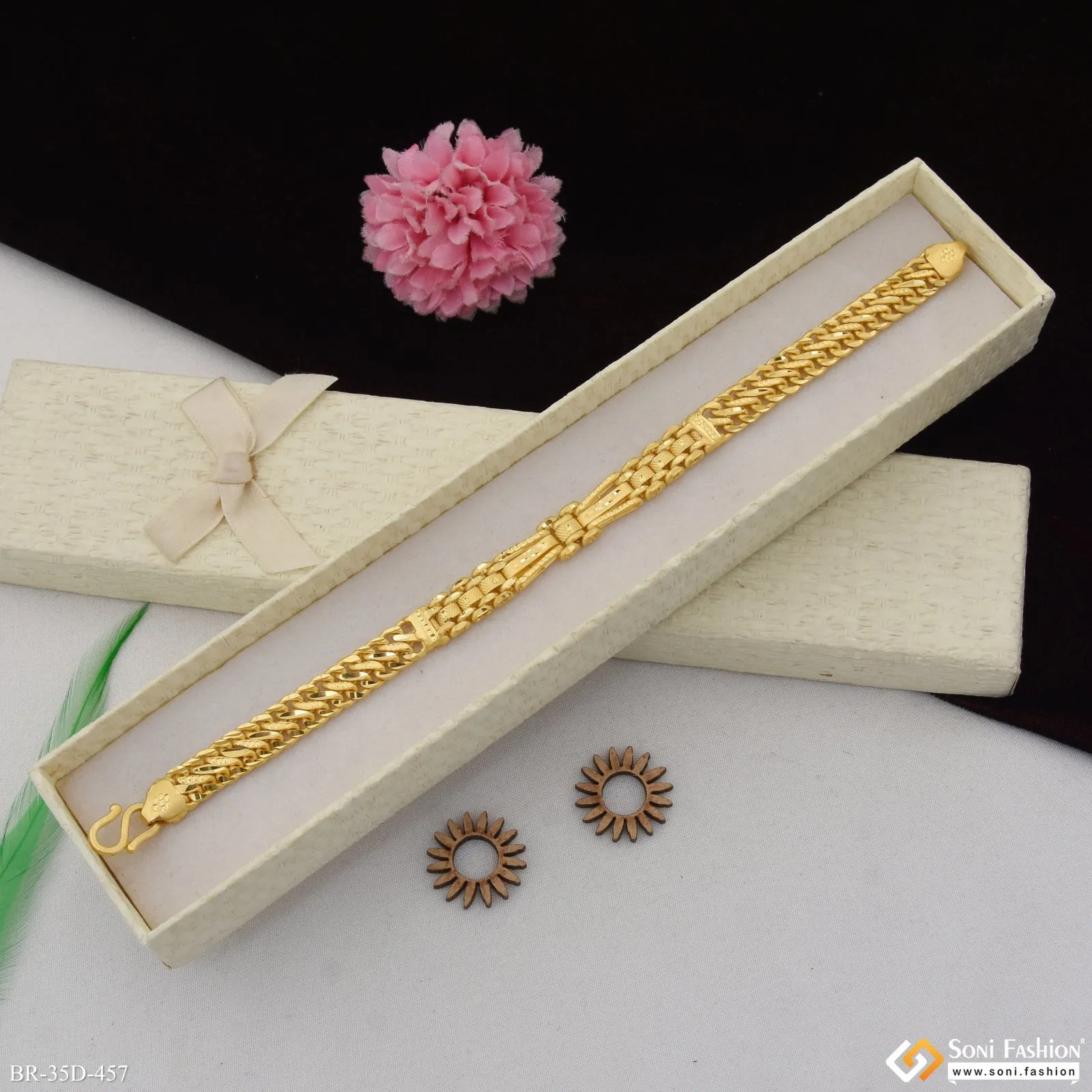 1 Gram Gold Plated Fashionable Design Bracelet for Men - Style D457