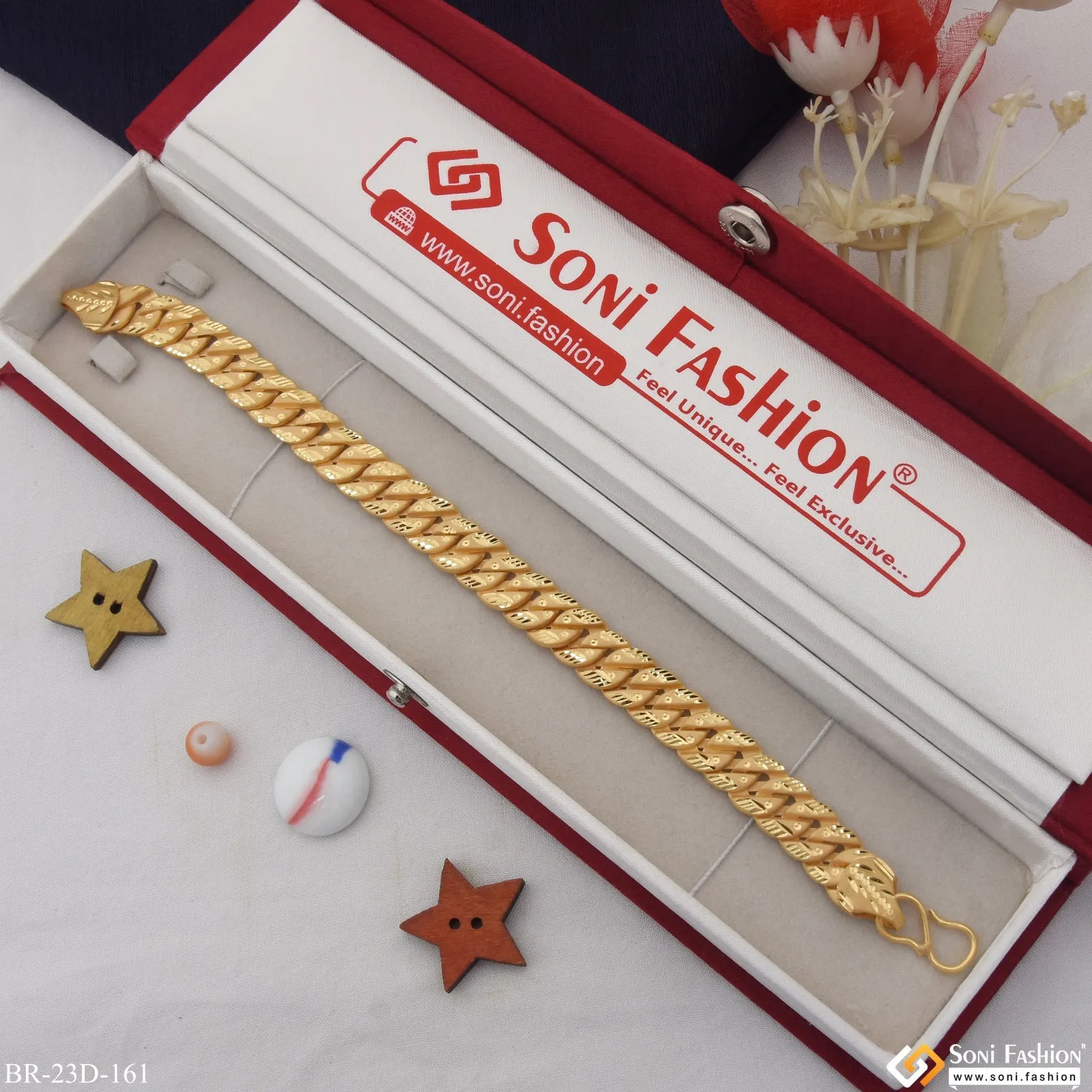 1 Gram Gold Plated Fashionable Design Pokal Bracelet for Men - Style D161