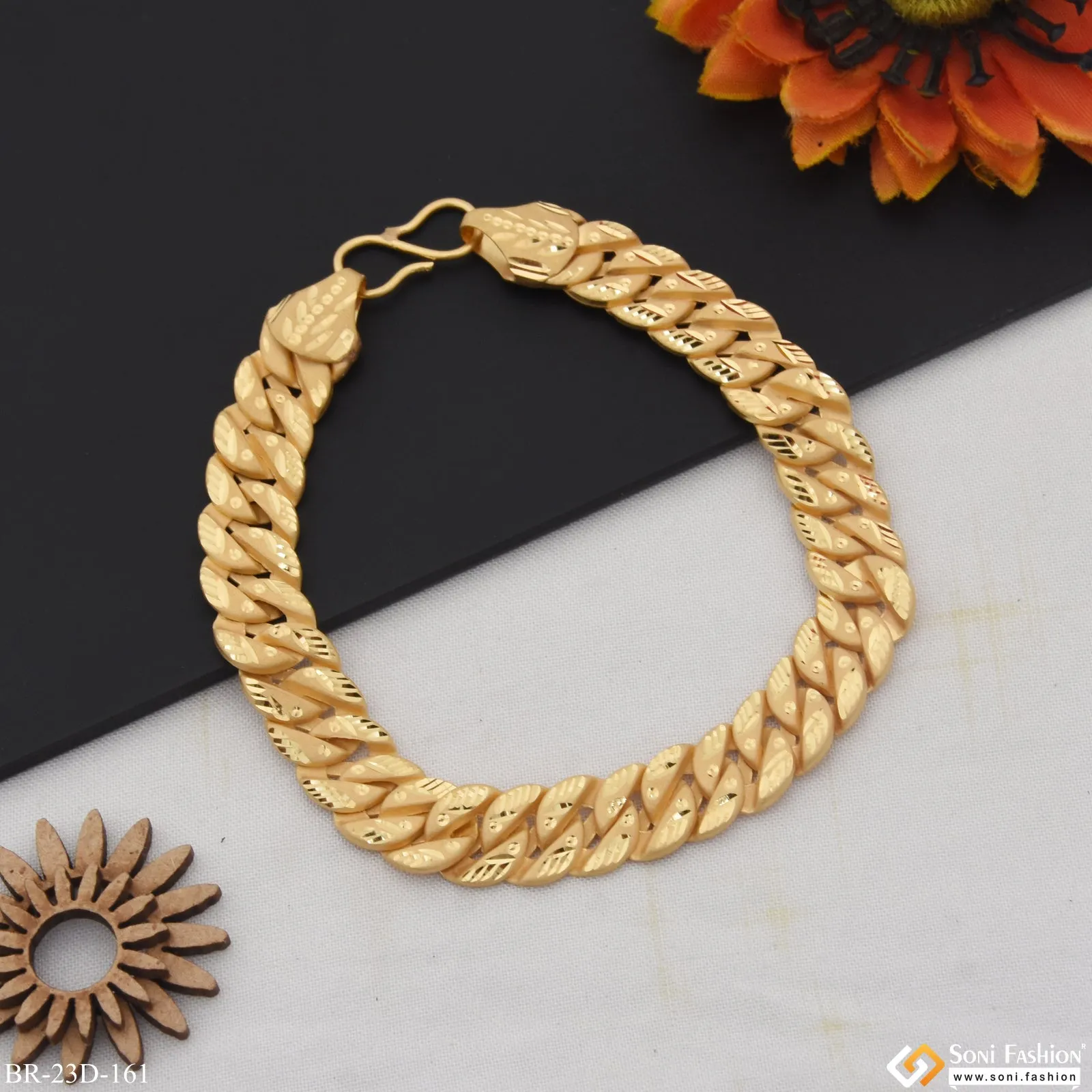 1 Gram Gold Plated Fashionable Design Pokal Bracelet for Men - Style D161
