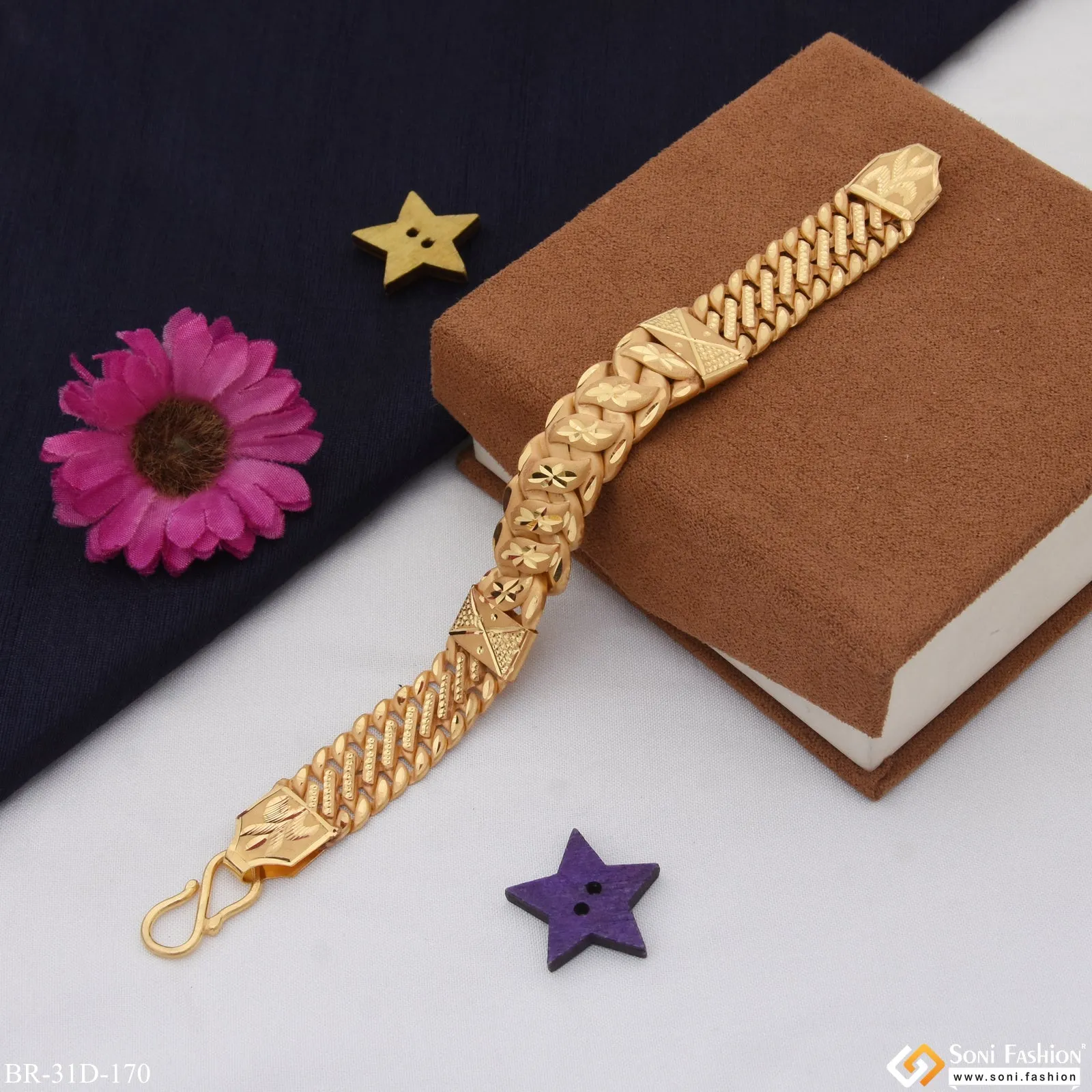 1 Gram Gold Plated Fashionable Design Pokal Bracelet for Men - Style D170