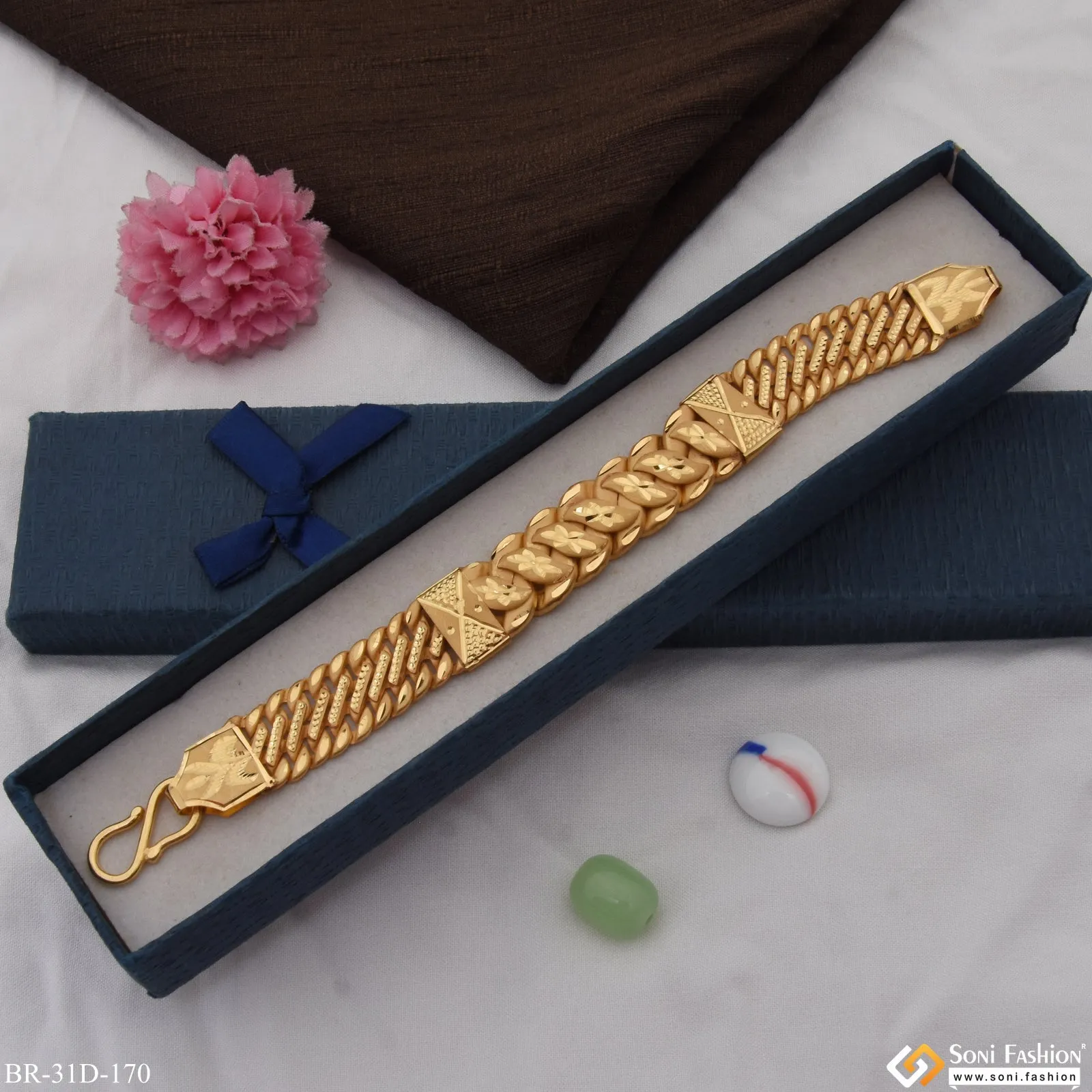 1 Gram Gold Plated Fashionable Design Pokal Bracelet for Men - Style D170