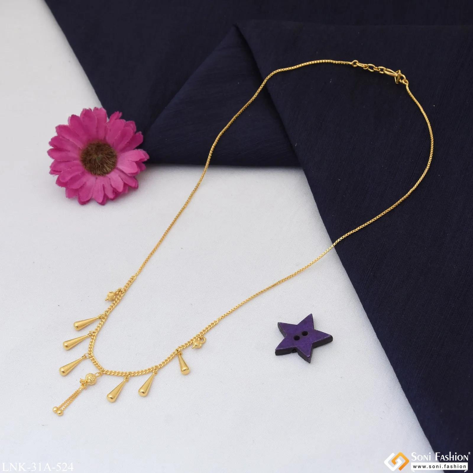 1 Gram Gold Plated Fashionable Necklace for Ladies - Style A524