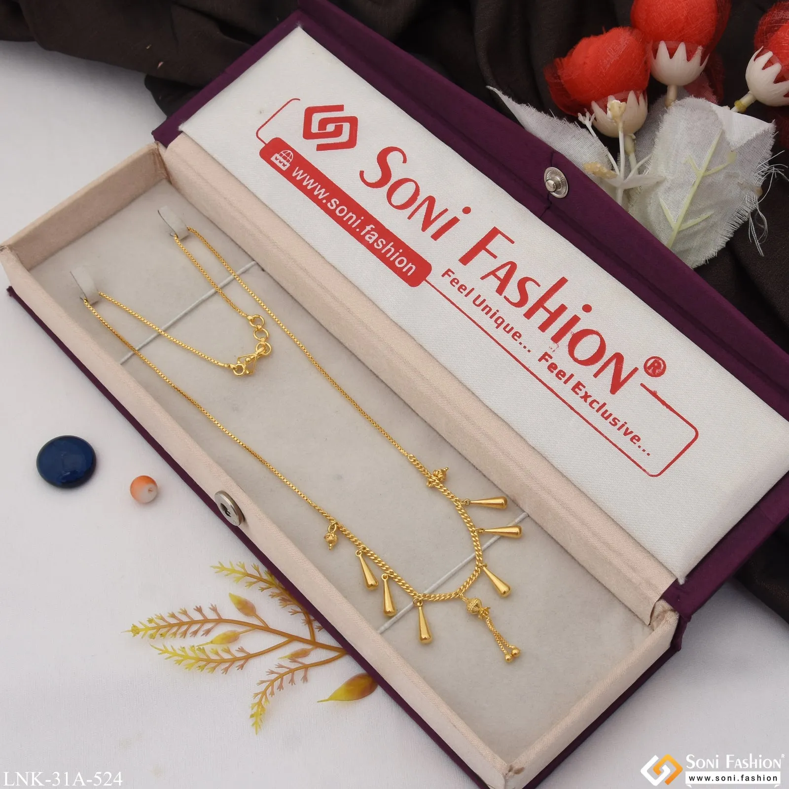 1 Gram Gold Plated Fashionable Necklace for Ladies - Style A524