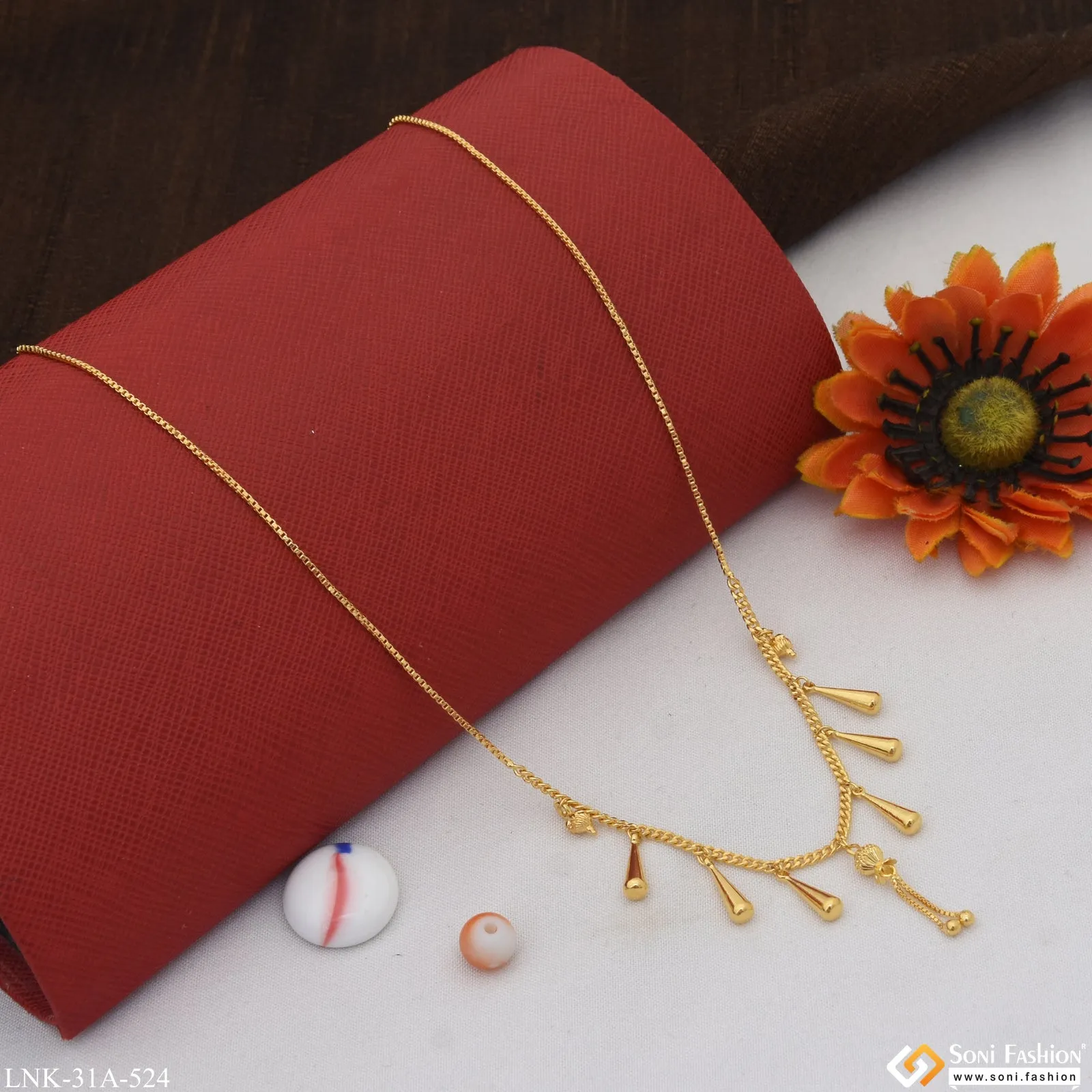 1 Gram Gold Plated Fashionable Necklace for Ladies - Style A524