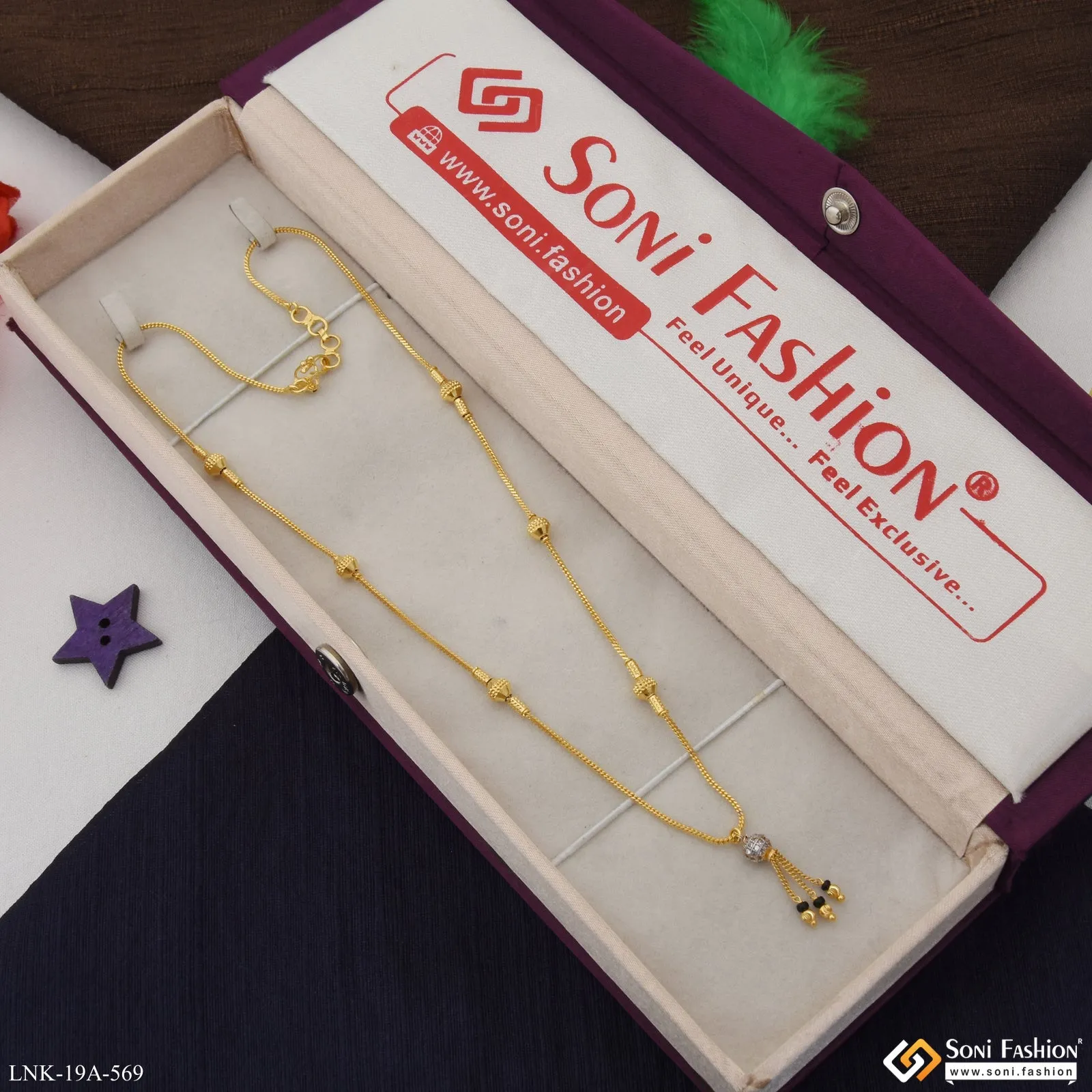 1 Gram Gold Plated Glamorous Design Necklace for Ladies - Style A569