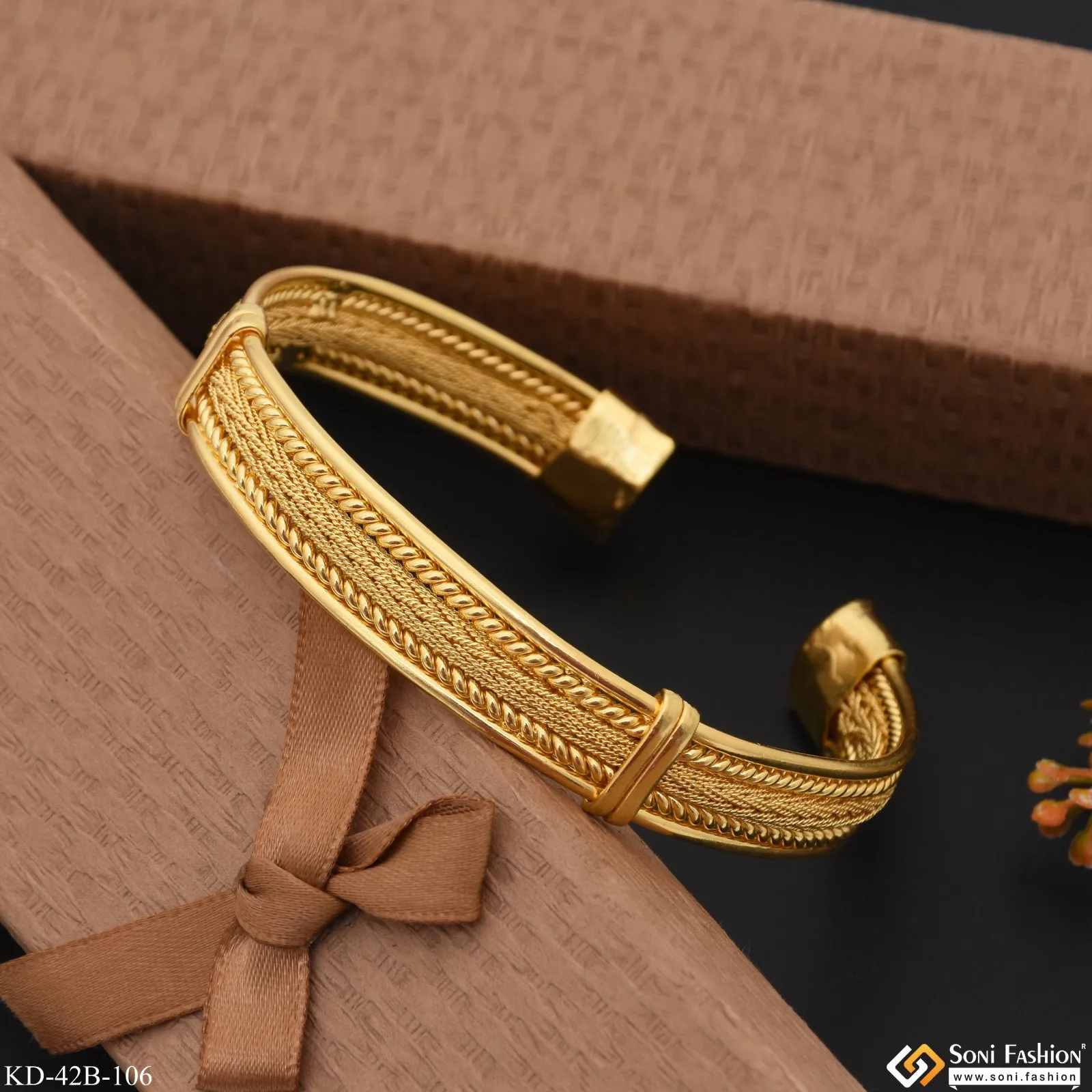 1 Gram Gold Plated Latest Design Bracelet Kada for Men - Style B106