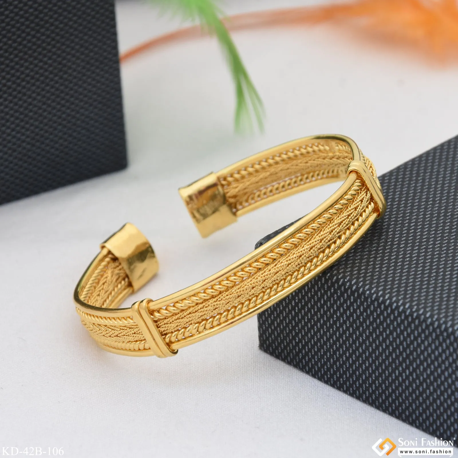 1 Gram Gold Plated Latest Design Bracelet Kada for Men - Style B106