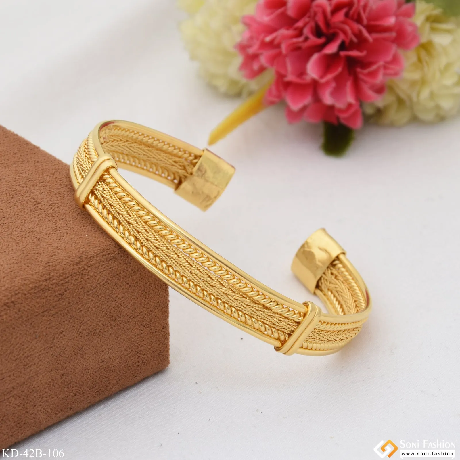 1 Gram Gold Plated Latest Design Bracelet Kada for Men - Style B106