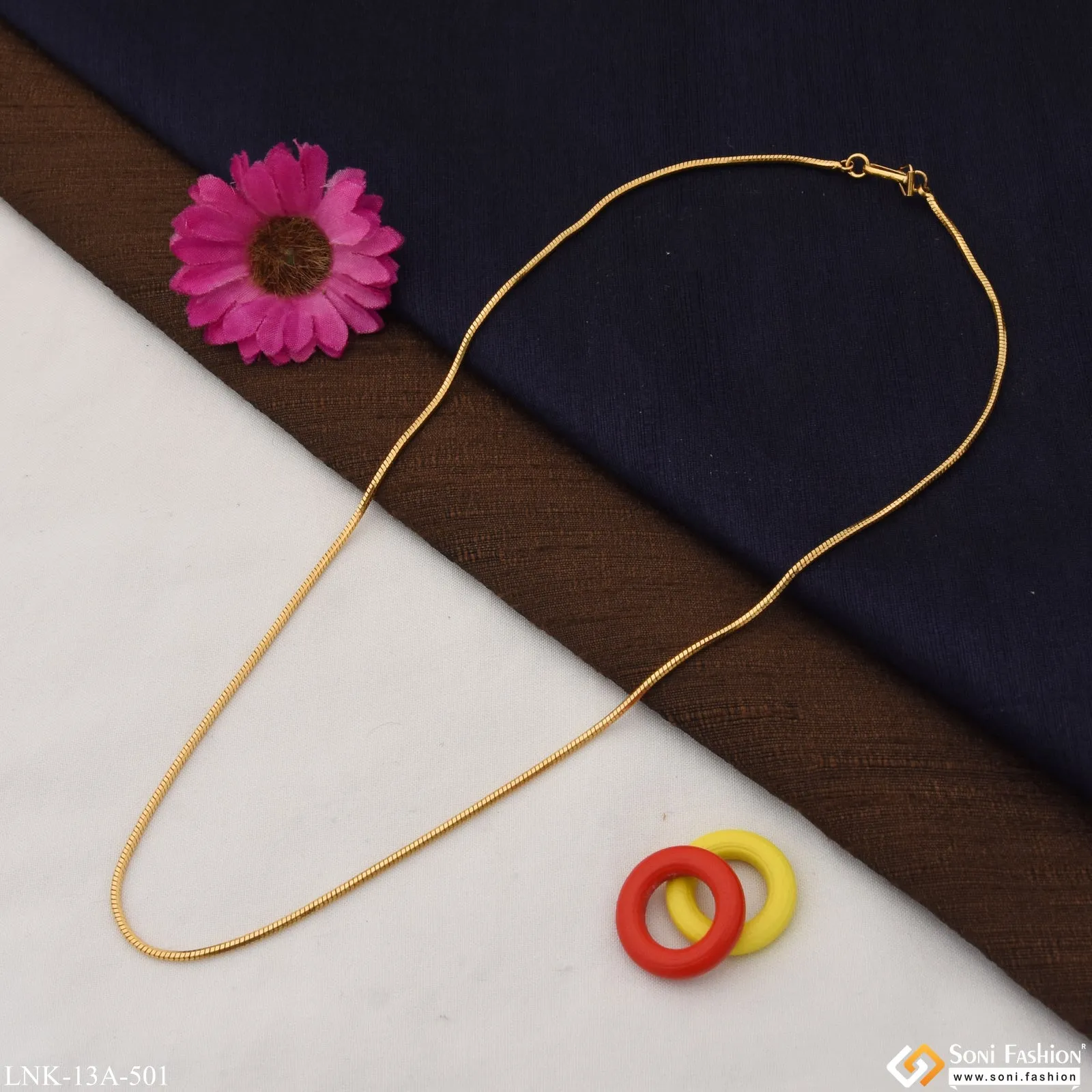 1 Gram Gold Plated Slim Design New Style Chain for Ladies - Style A501