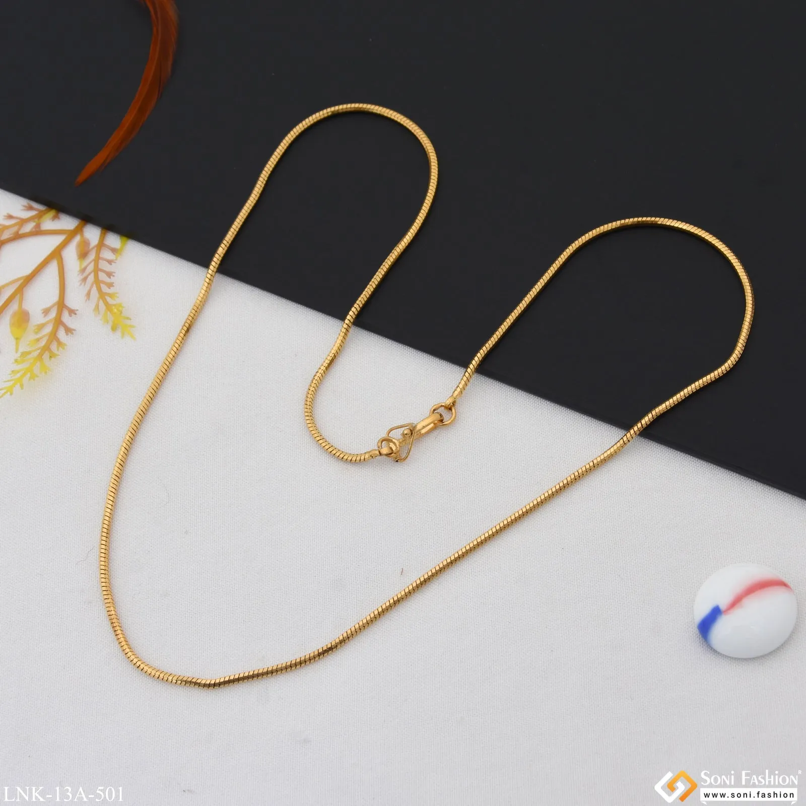 1 Gram Gold Plated Slim Design New Style Chain for Ladies - Style A501