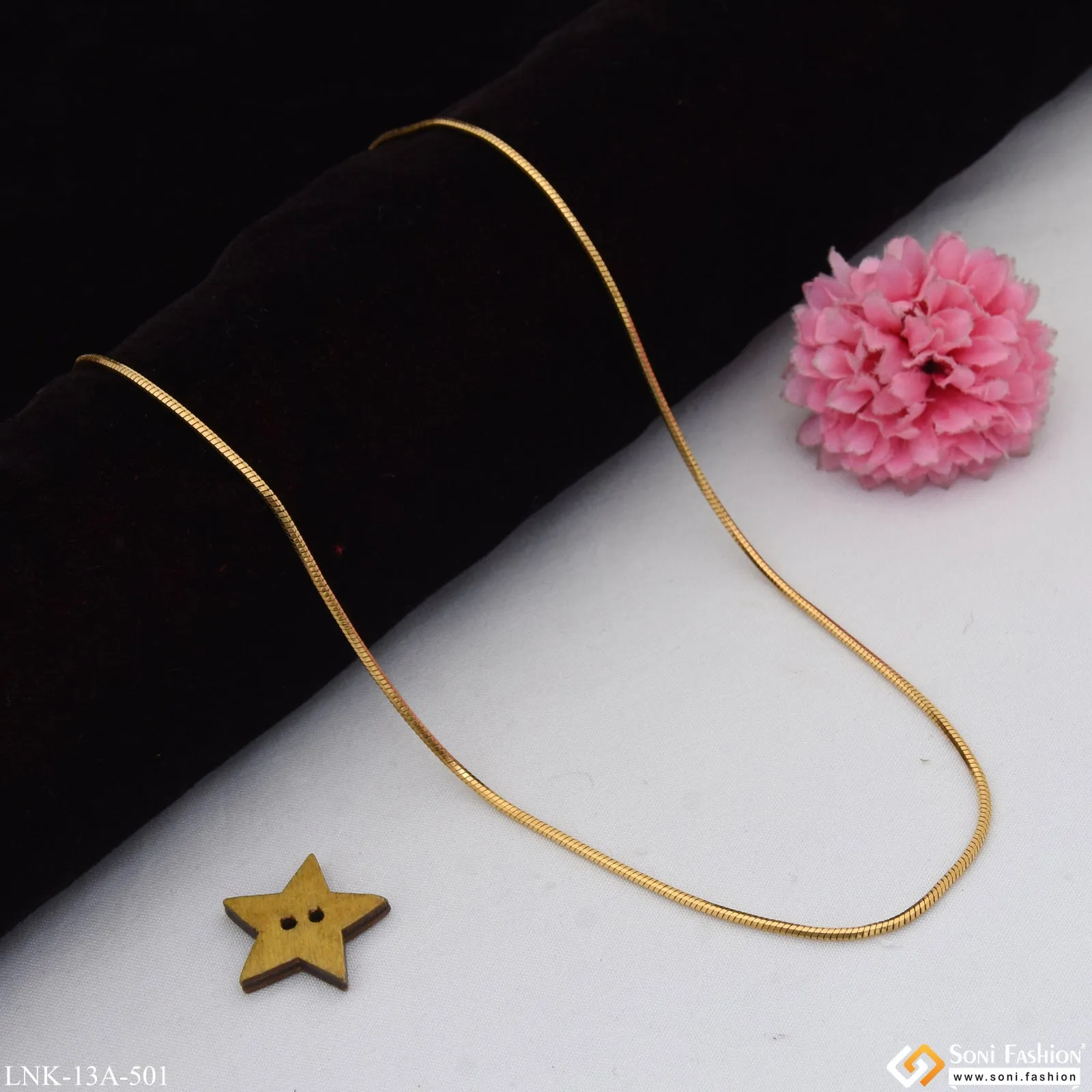 1 Gram Gold Plated Slim Design New Style Chain for Ladies - Style A501