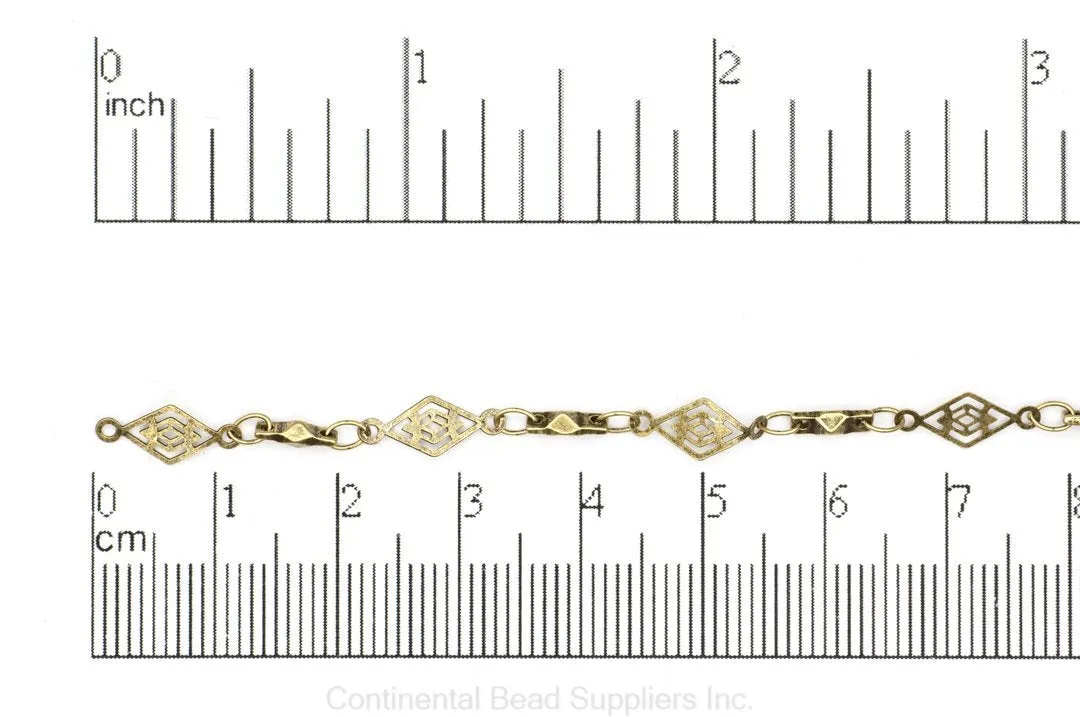 11mm x 5mm Vintage Diamond Filigree Specialty Chain Sold by The Foot - CH 923