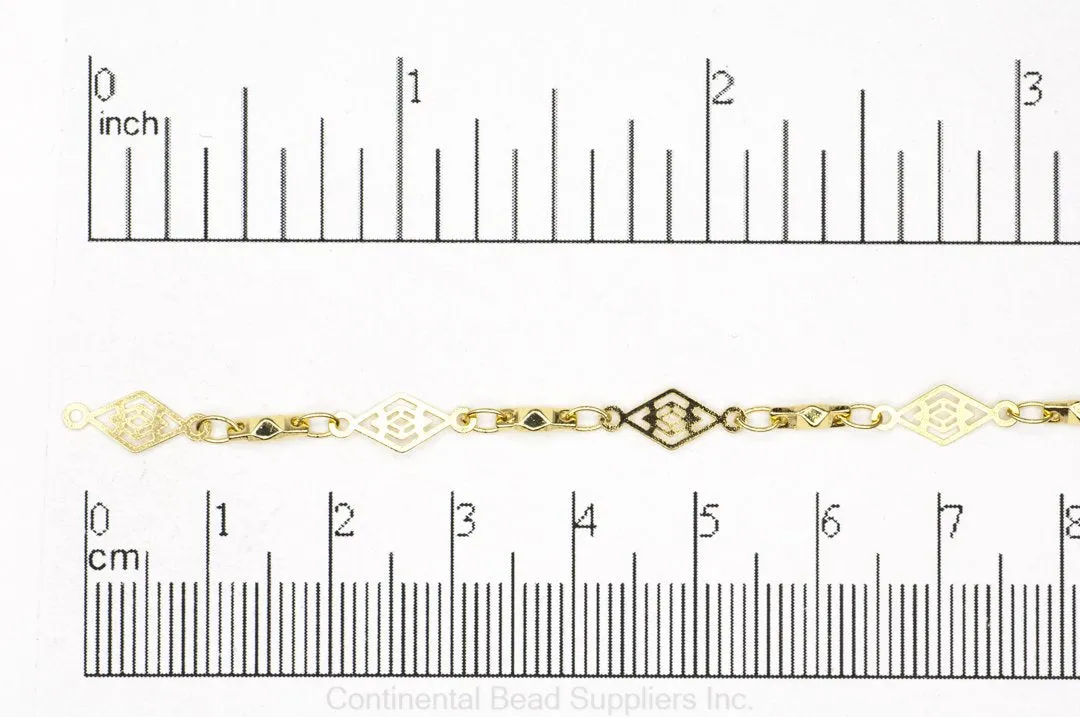 11mm x 5mm Vintage Diamond Filigree Specialty Chain Sold by The Foot - CH 923