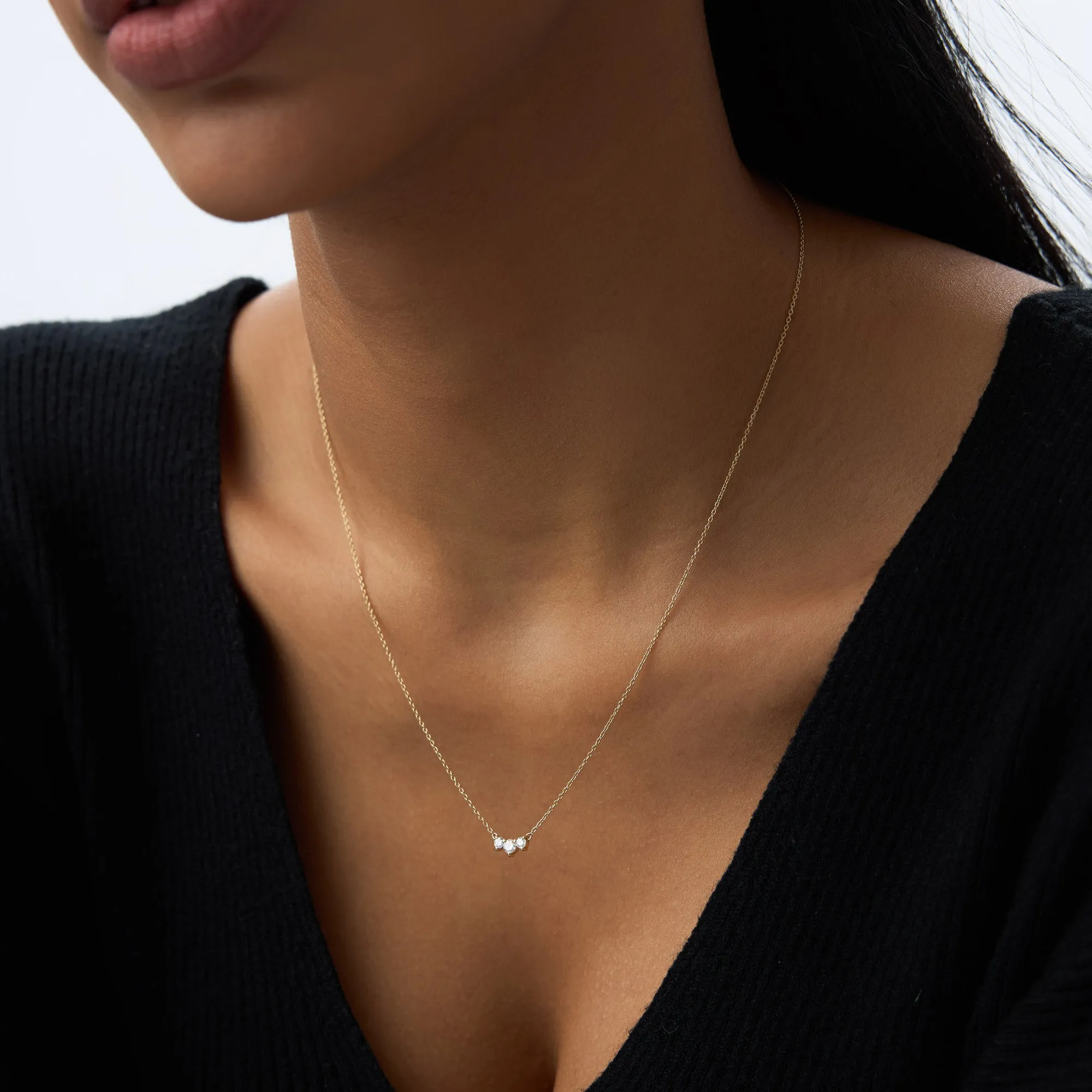 14K Gold Classic Trio Diamond Necklace