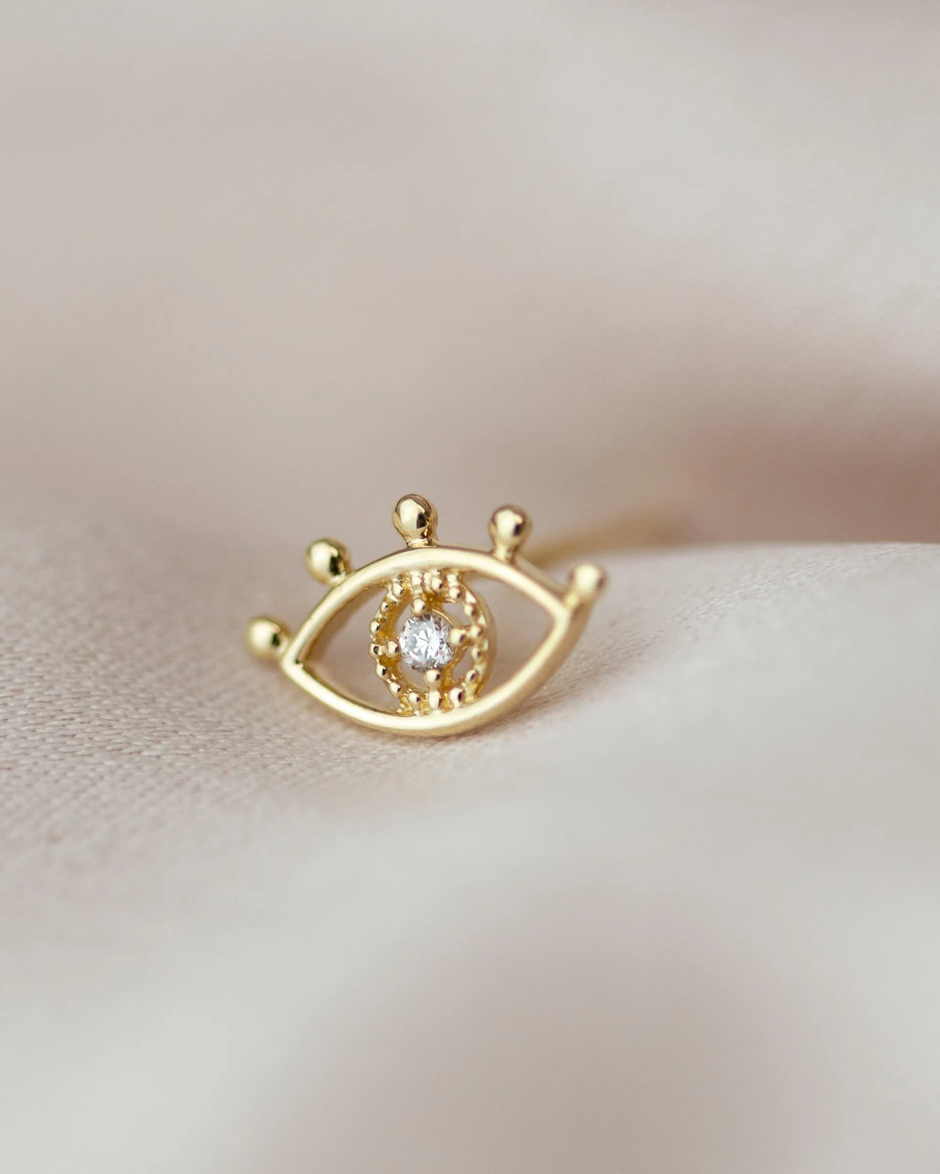 14K Gold Evil Eye Stud Earrings
