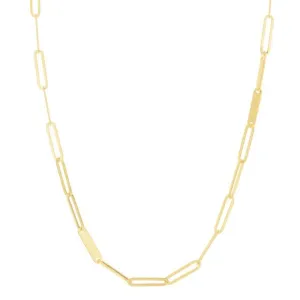 14K Gold Paperclip Bar Fashion Chain Bracelet