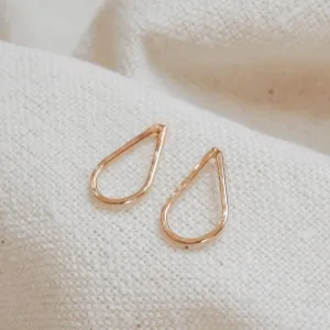 14k Hammered Teardrop Stud Earrings