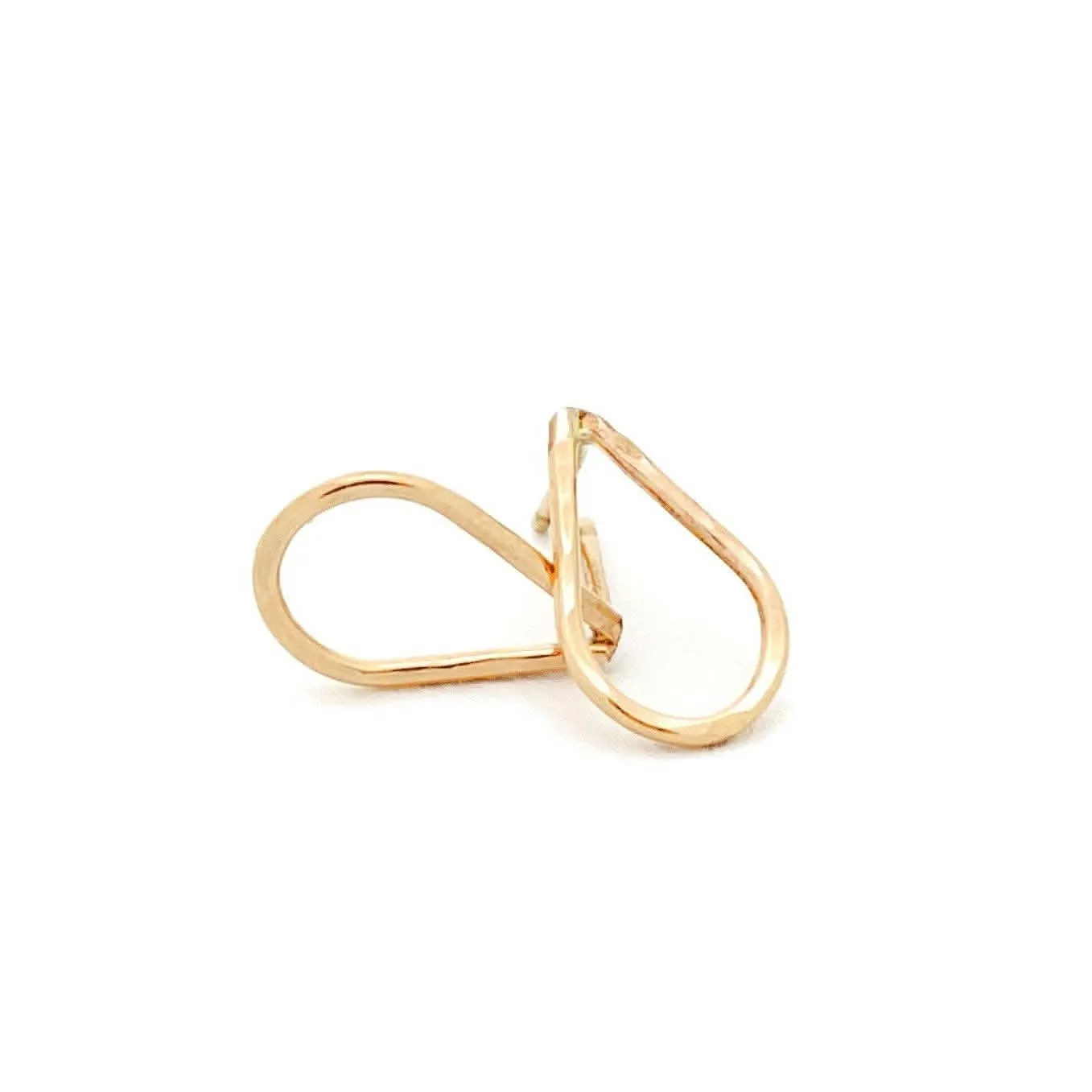 14k Hammered Teardrop Stud Earrings