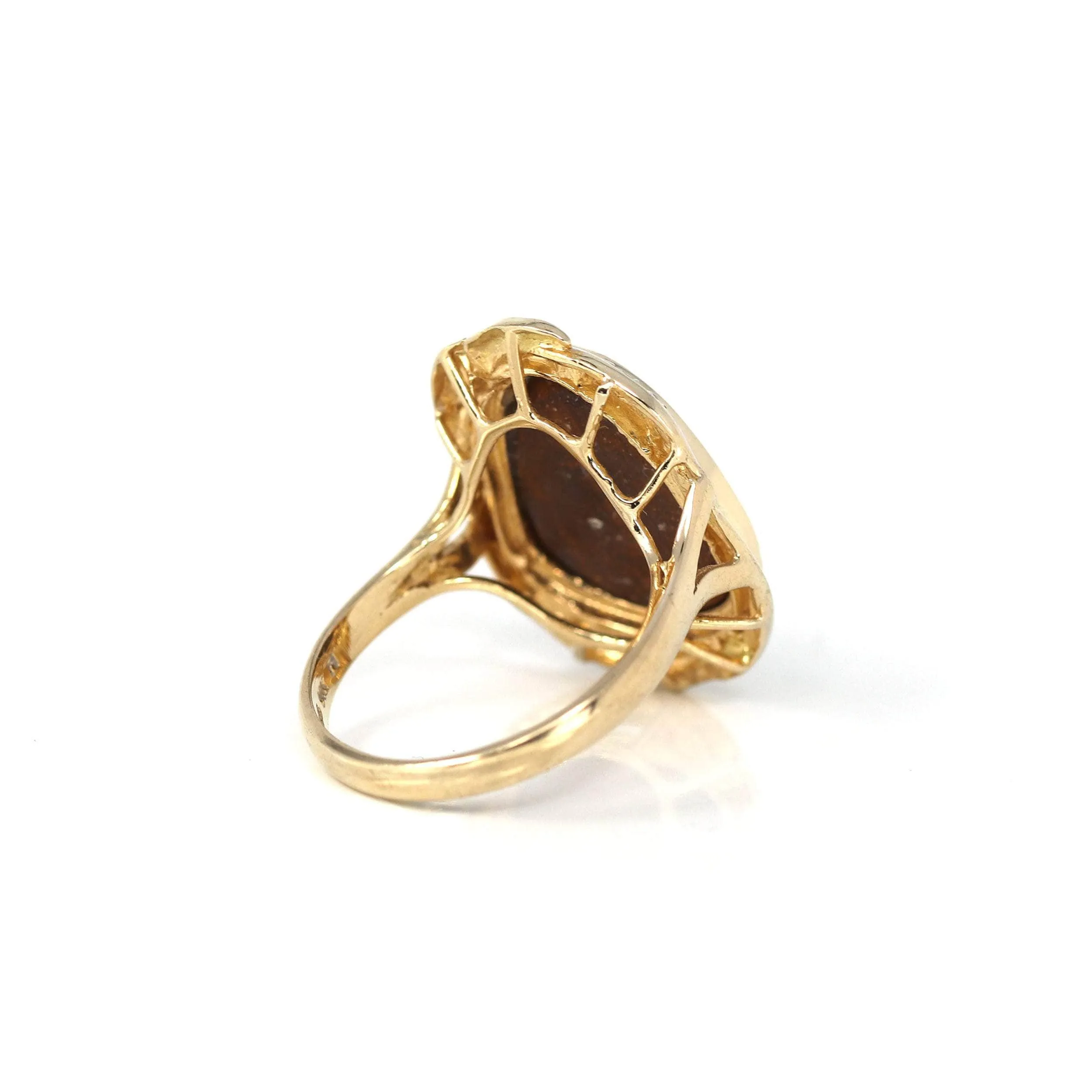 14k Yellow Gold Natural Australian Blue Opal Ring