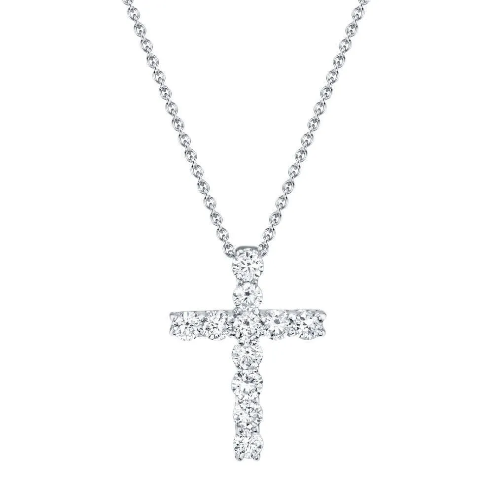 14KT GOLD 0.32 CTW DIAMOND CROSS NECKLACE