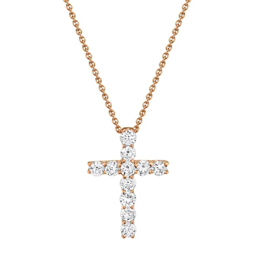 14KT GOLD 0.32 CTW DIAMOND CROSS NECKLACE