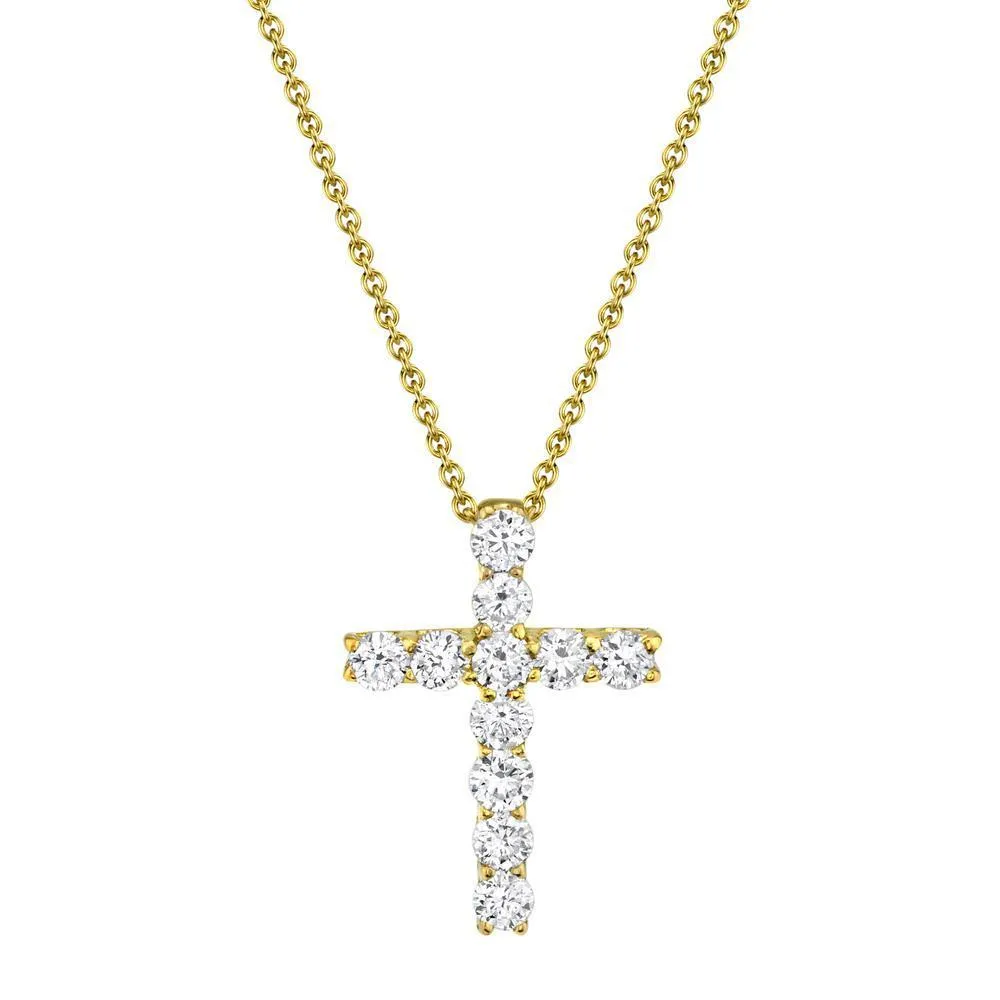 14KT GOLD 0.32 CTW DIAMOND CROSS NECKLACE