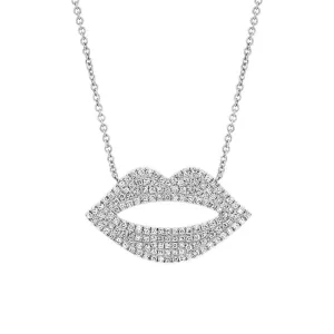 14KT GOLD 0.36 CTW DIAMOND PAVÉ LIPS NECKLACE
