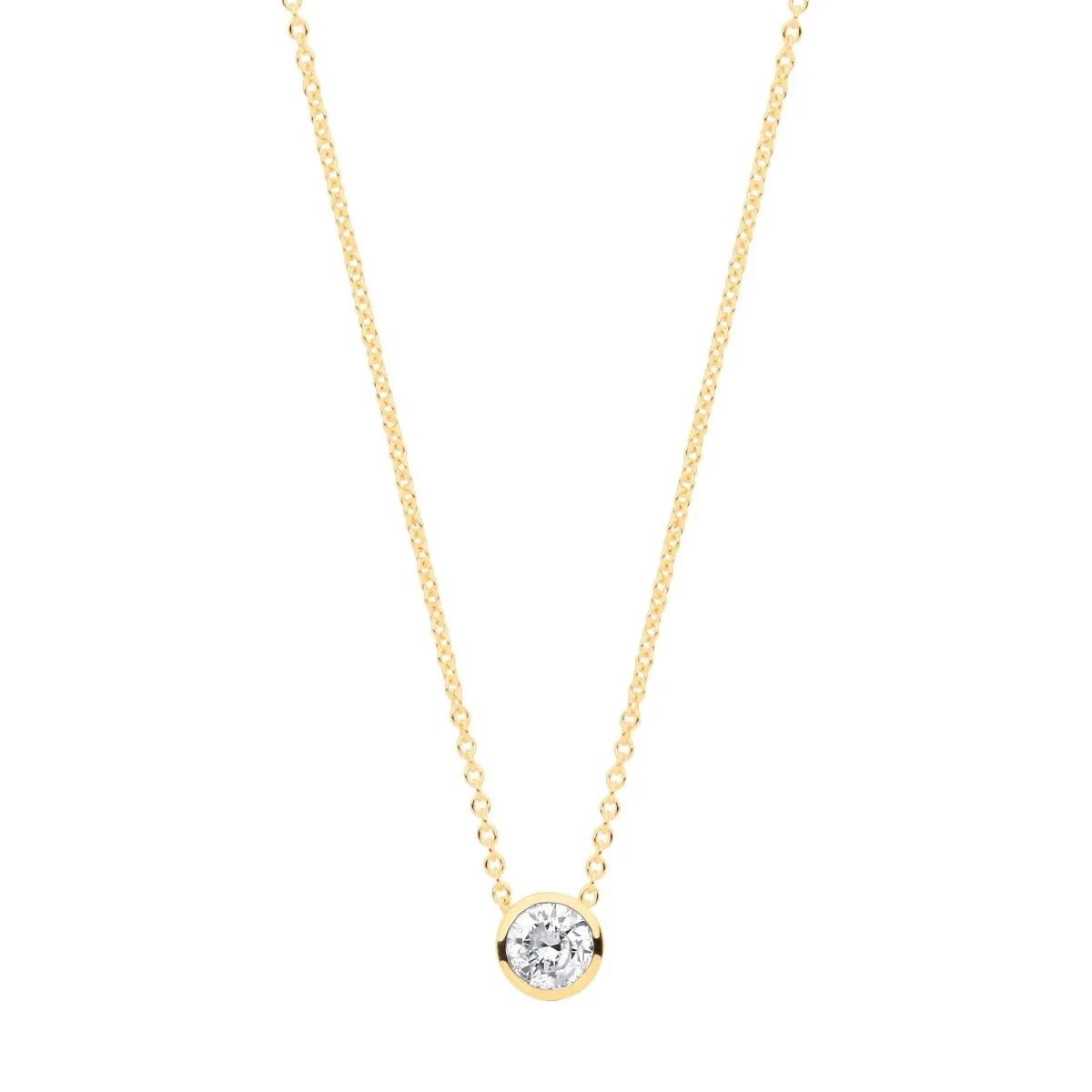 18ct Gold 0.25ct Diamond Rubover Solitaire Necklace