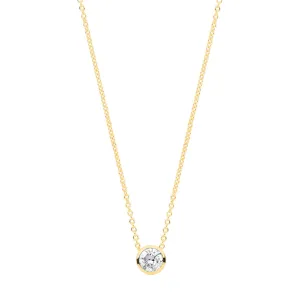 18ct Gold 0.25ct Diamond Rubover Solitaire Necklace