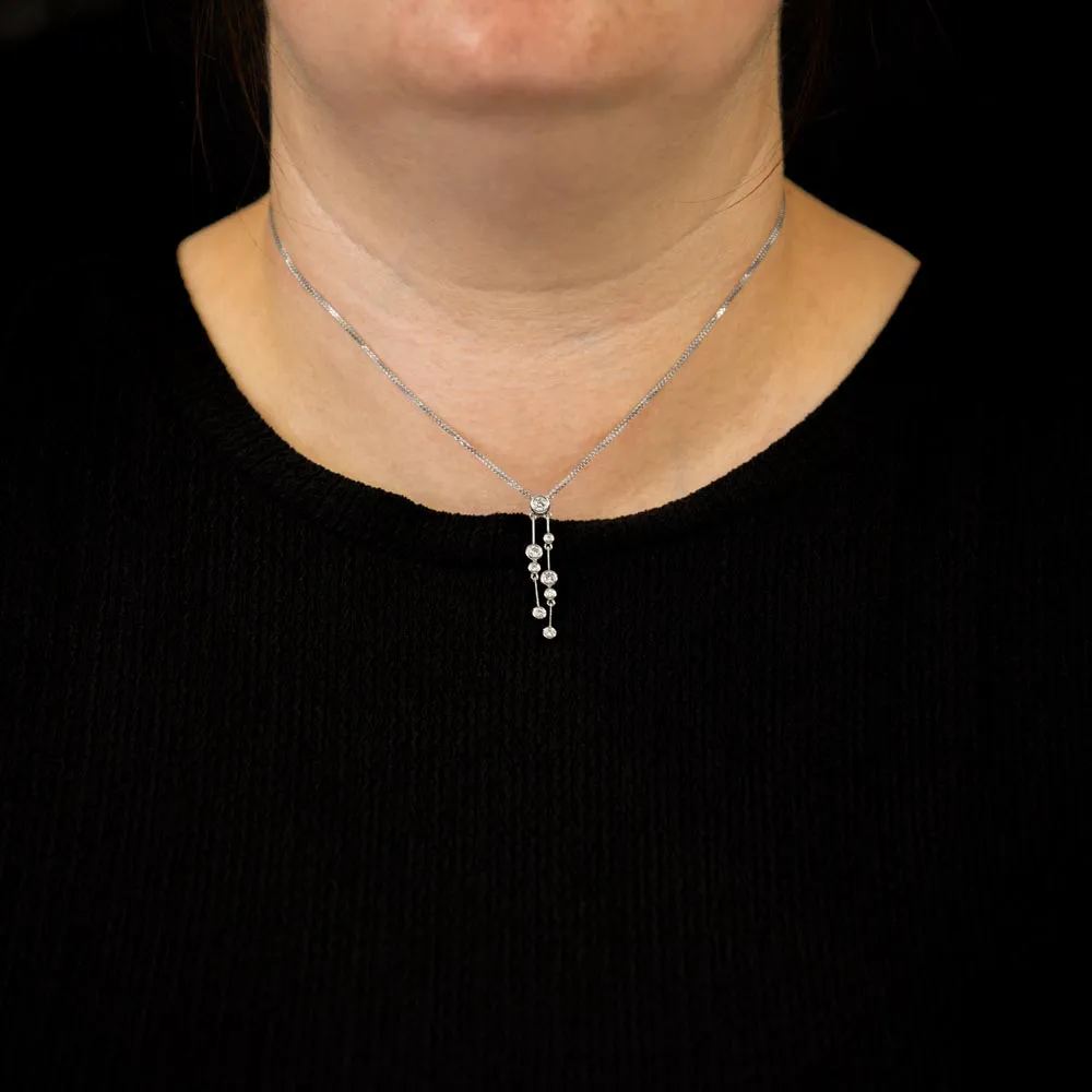 18ct White Gold 0.50ct Round Brilliant Cut Diamond Bubble Necklace