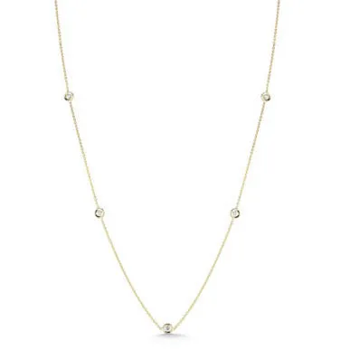 18K Gold Diamonds by the Inch 7 Station Necklace