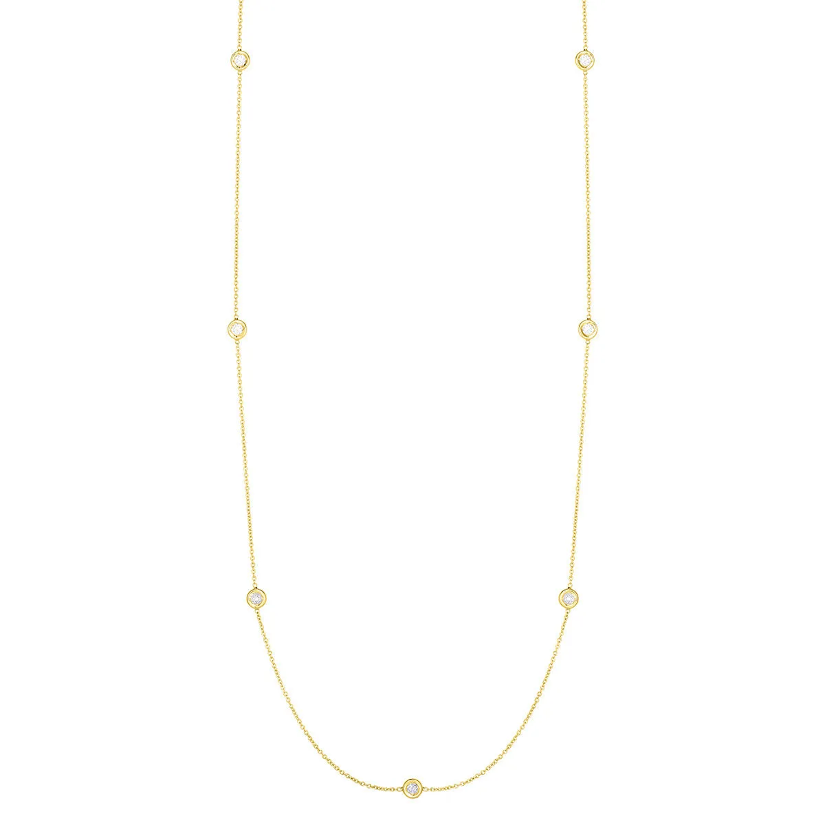 18K Gold Diamonds by the Inch 7 Station Necklace