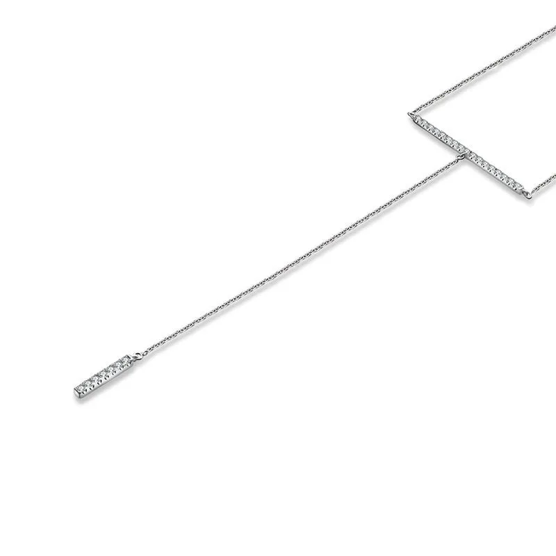 18k Gold Line Dangling Diamond Necklace