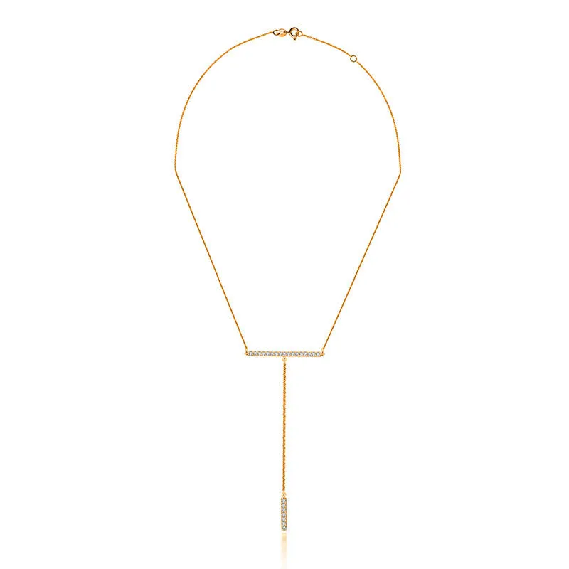 18k Gold Line Dangling Diamond Necklace