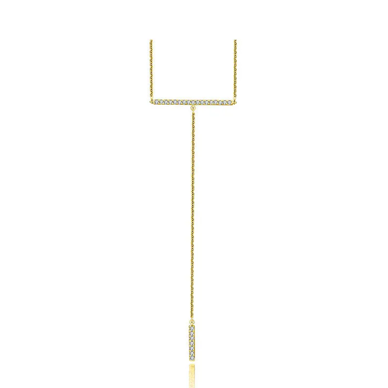 18k Gold Line Dangling Diamond Necklace