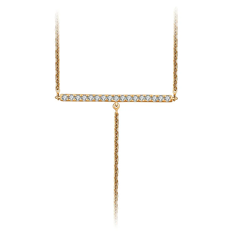 18k Gold Line Dangling Diamond Necklace
