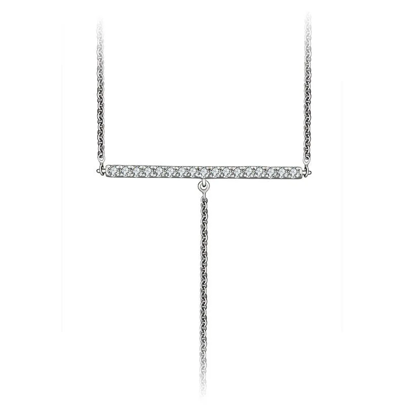18k Gold Line Dangling Diamond Necklace