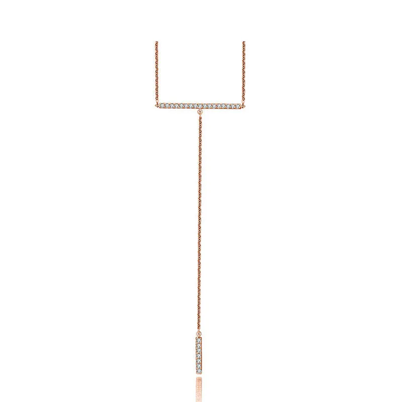 18k Gold Line Dangling Diamond Necklace