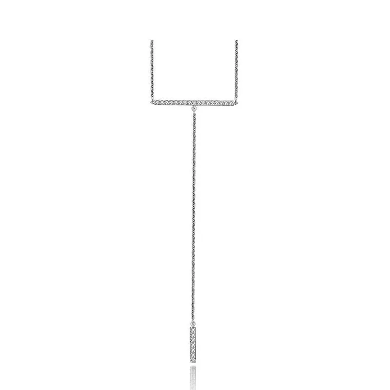 18k Gold Line Dangling Diamond Necklace