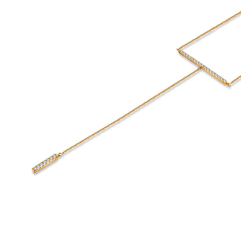 18k Gold Line Dangling Diamond Necklace