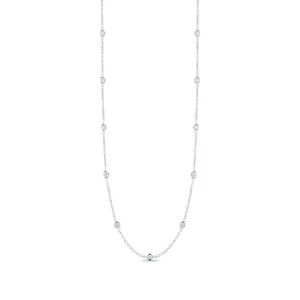 18K Gold Necklace with 15 Diamond Stations