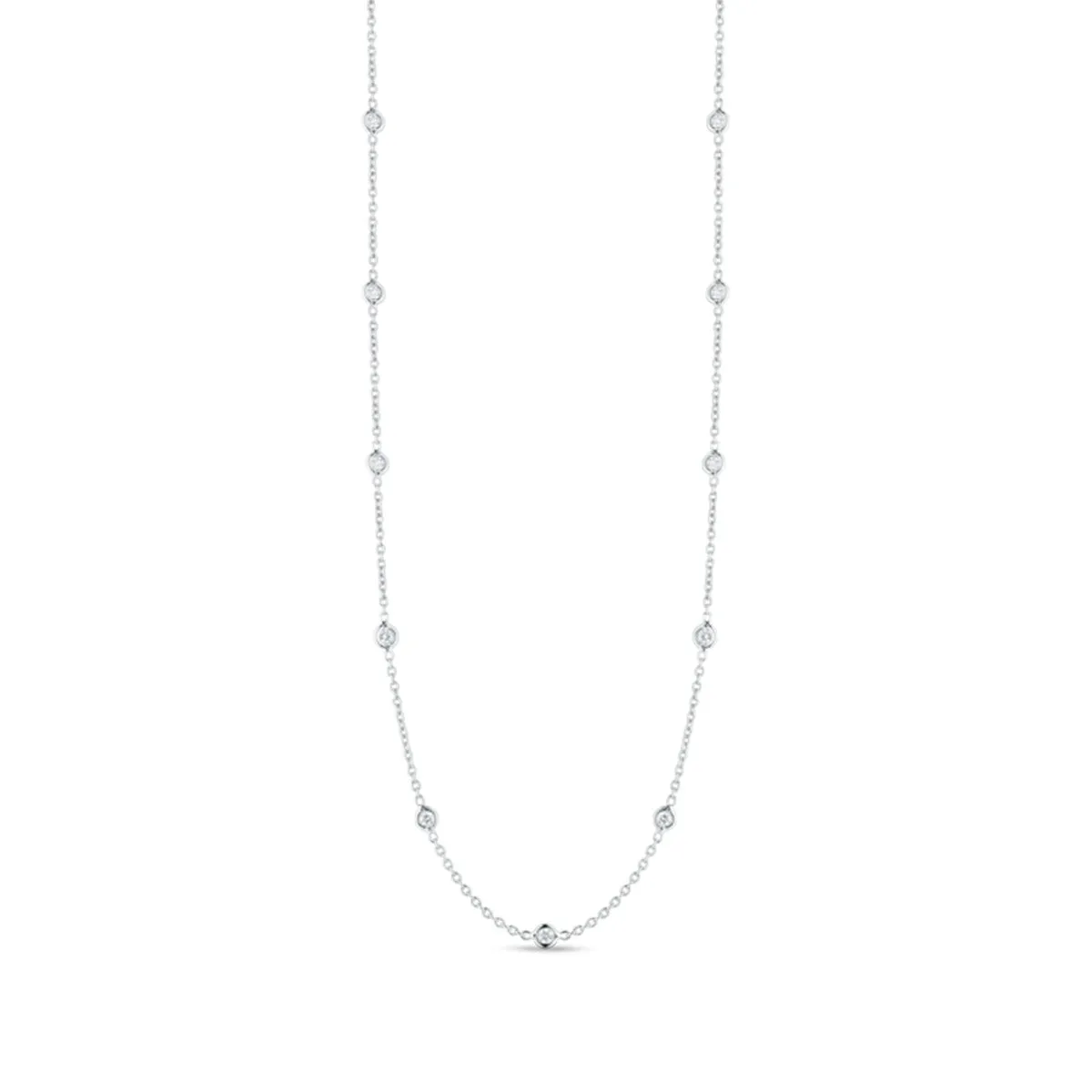 18K Gold Necklace with 15 Diamond Stations
