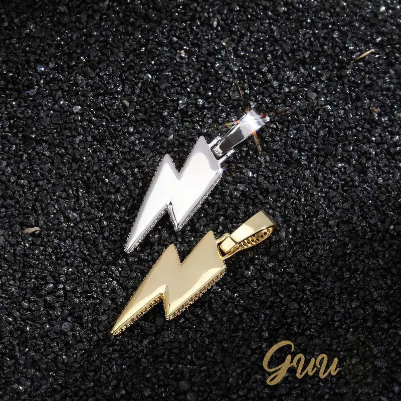 18K Gold-Plated CZ Iced Lightning Necklace