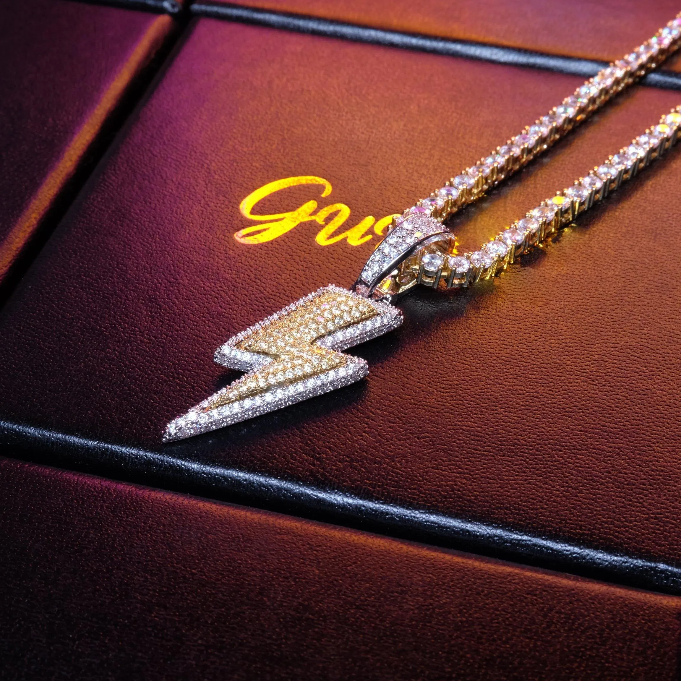 18K Gold-Plated CZ Iced Lightning Necklace