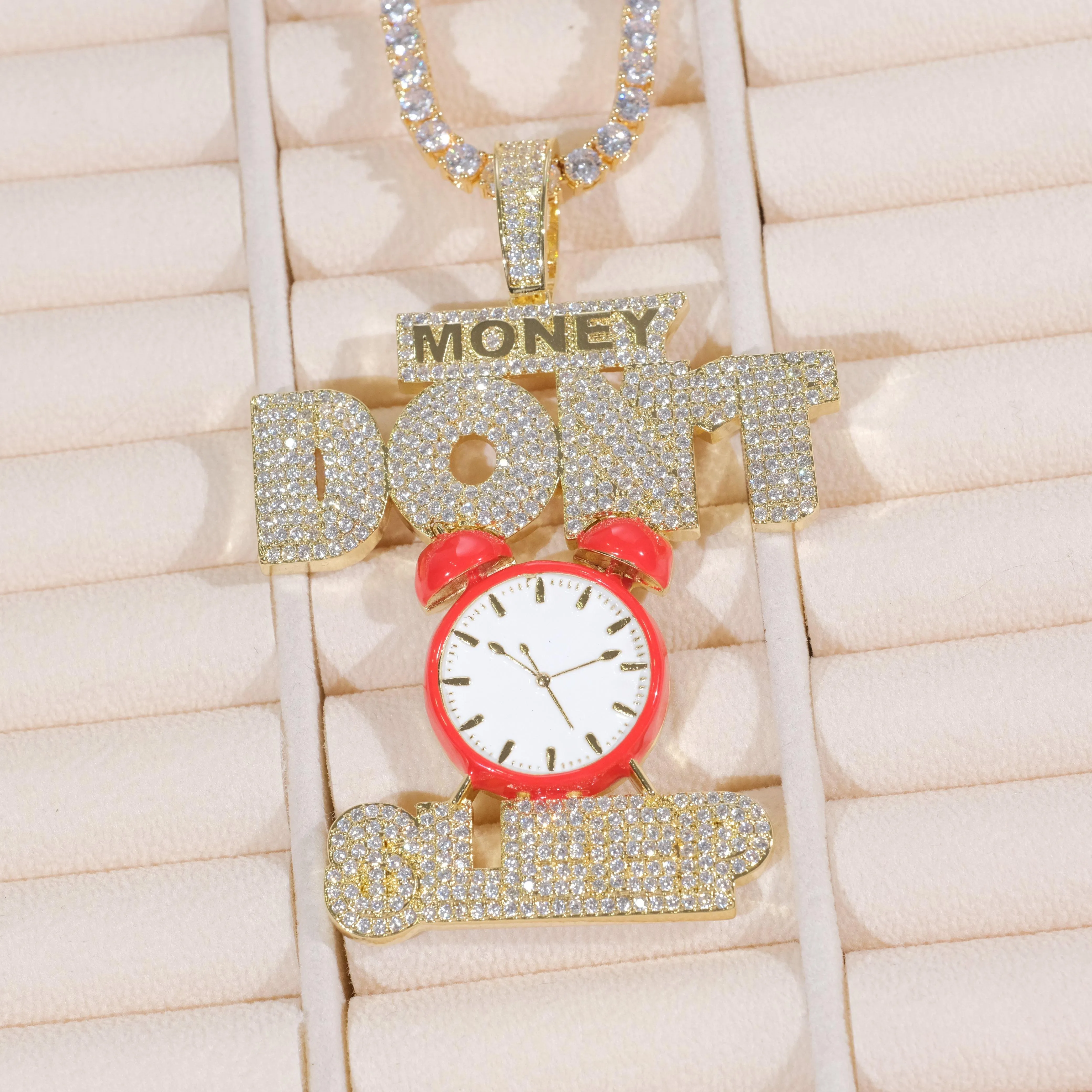18K Gold-Plated Money Dont Sleep Iced Necklace