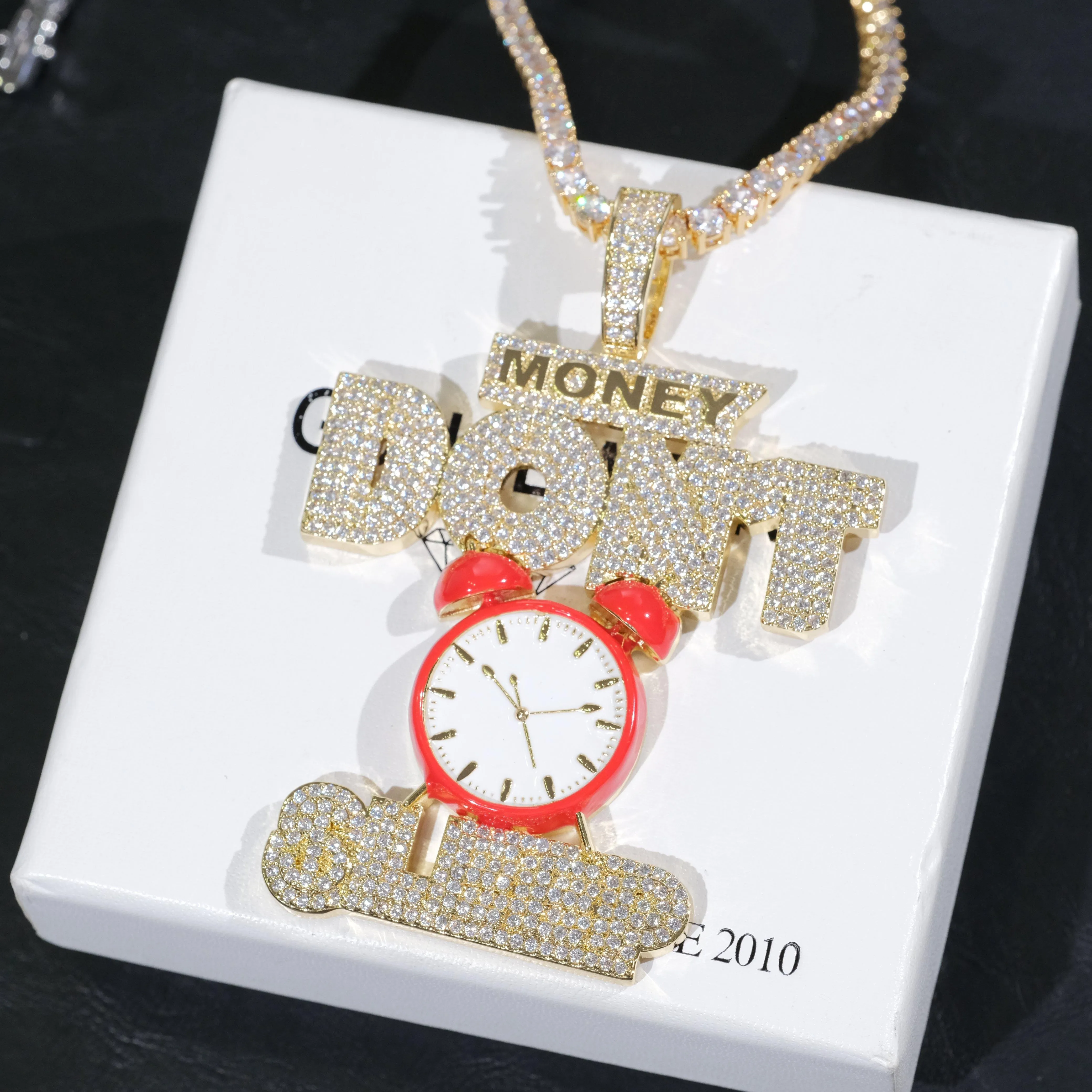 18K Gold-Plated Money Dont Sleep Iced Necklace